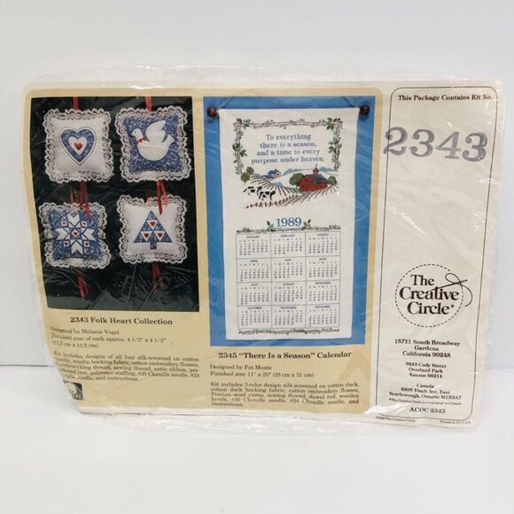 Vintage Needlepoint Stitchery Kit 2343 The Creative Circle Folk Heart Collection - Picture 1 of 3